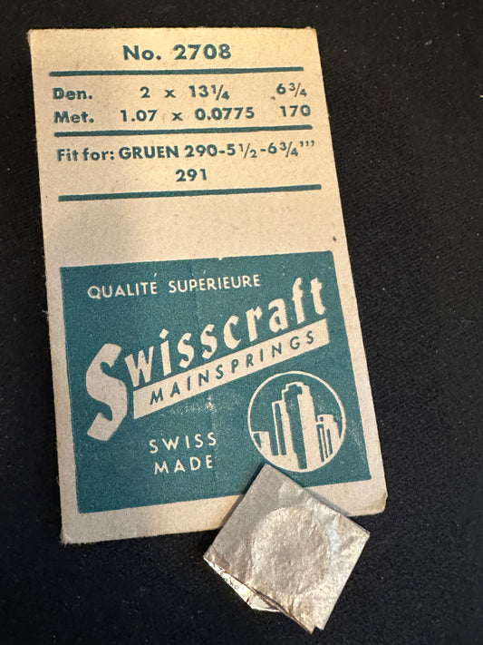 Swisscraft Mainspring #2708 for Gruen caliber 290, 291 - Steel