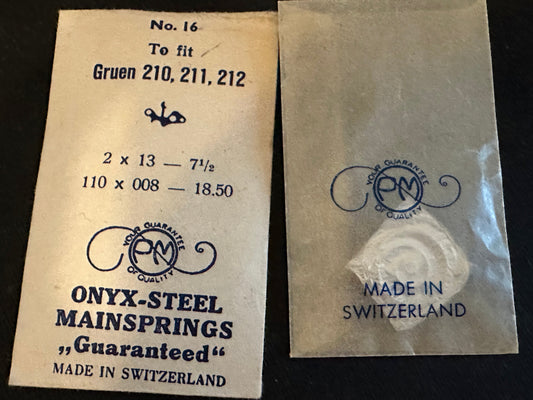 PM Mainspring No. 16 for Gruen caliber 210, 211, 212 - ONYX Steel