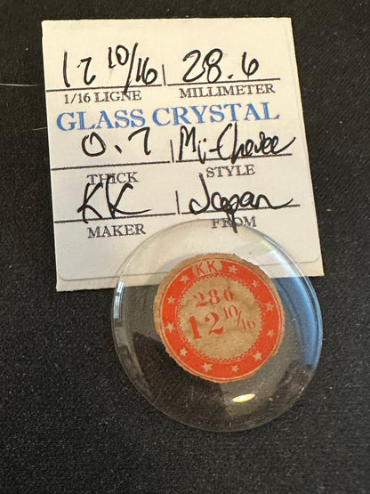 KK Mi-Chevee Vintage Glass Small Pocket Watch Crystal 12-10/16 (28.6mm) - NOS