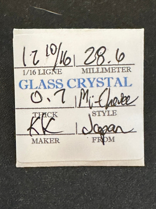 KK Mi-Chevee Vintage Glass Small Pocket Watch Crystal 12-10/16 (28.6mm) - NOS