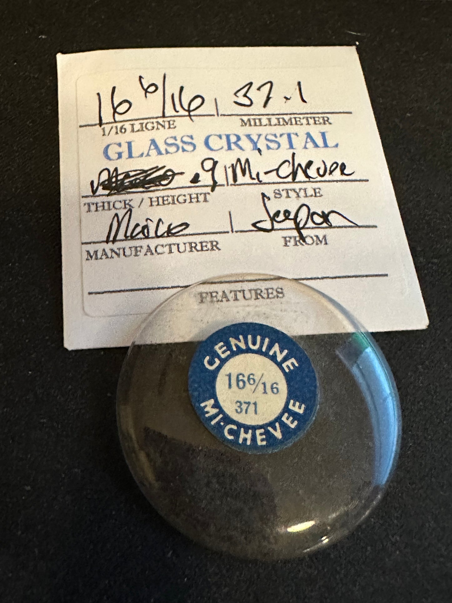 Marco Mi-Chevee Vintage Glass Pocket Watch Crystal 16-6/16 (37.1mm) - NOS