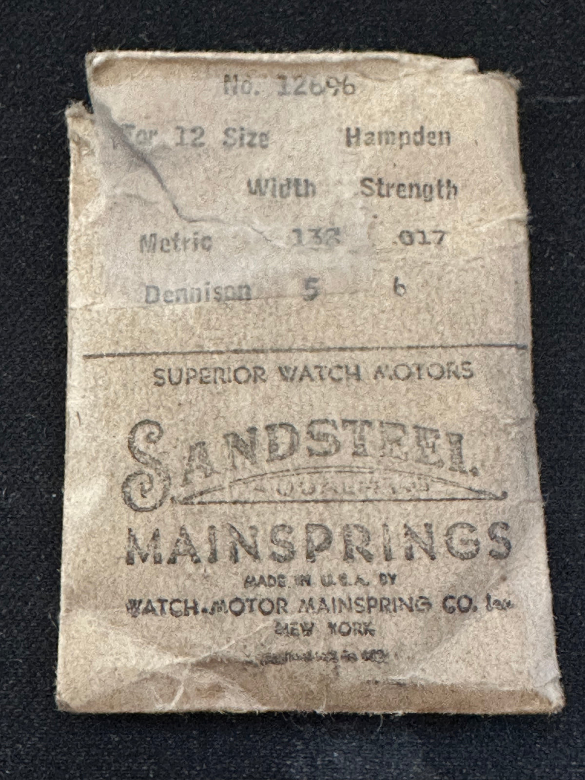 Sandsteel Mainspring for Hampden 12s No. 12696 - Steel