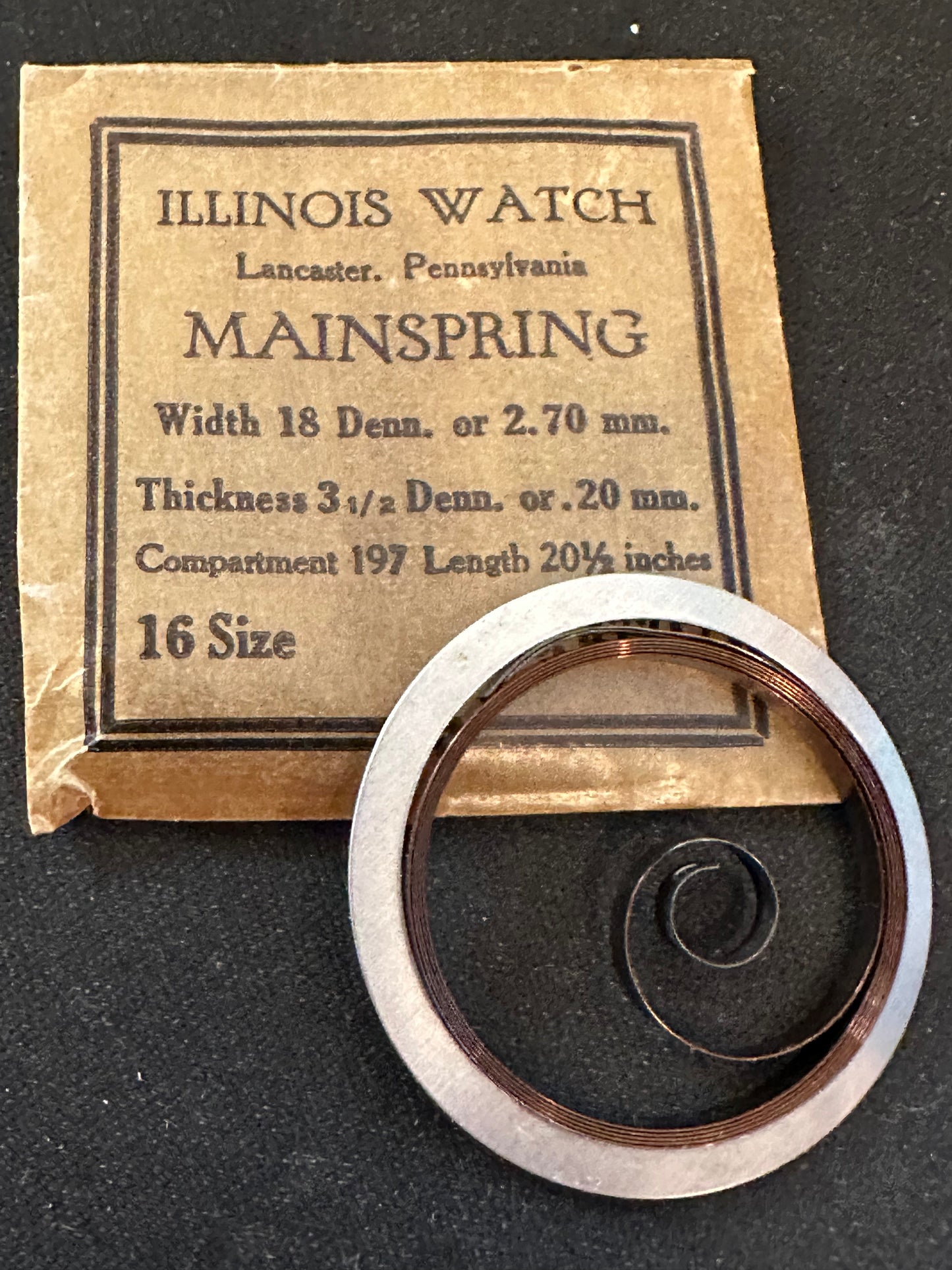 Illinois Factory Mainspring No. 47317 for 16s movements - Steel