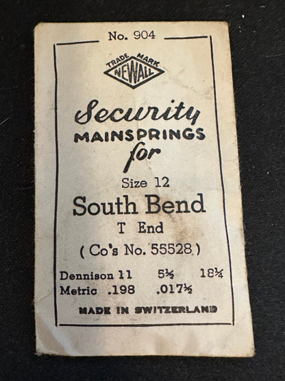 Newall Security Mainspring #904 for 12s South Bend No. 55528 - Steel