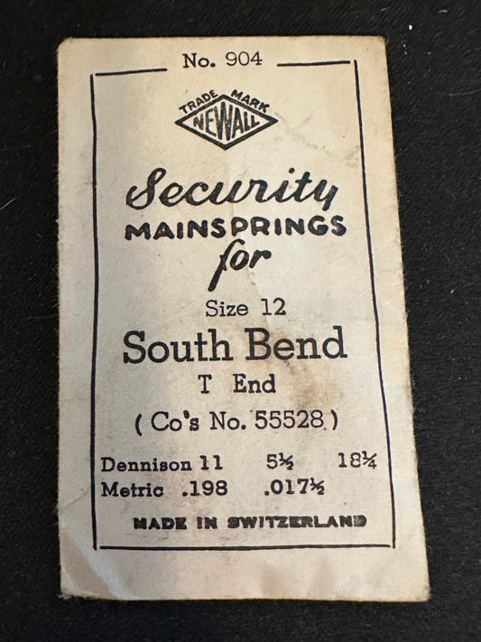 Newall Security Mainspring #904 for 12s South Bend No. 55528 - Steel