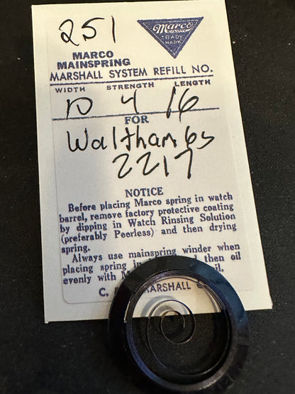 Marco Mainspring #251 for 6s Waltham Factory No. 2217 - Steel