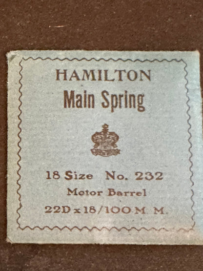Hamilton 18s Factory Mainspring No. 232 - Steel