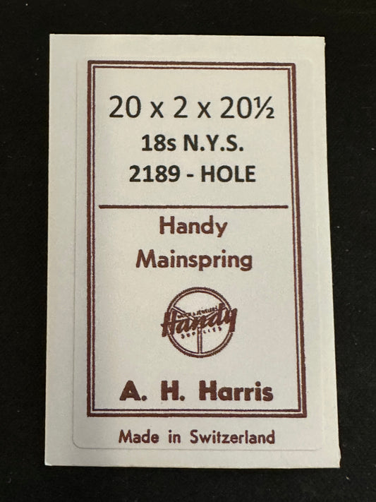 A.H. Harris Handy Mainspring for N.Y. Standard 18s No. 2189 - Steel