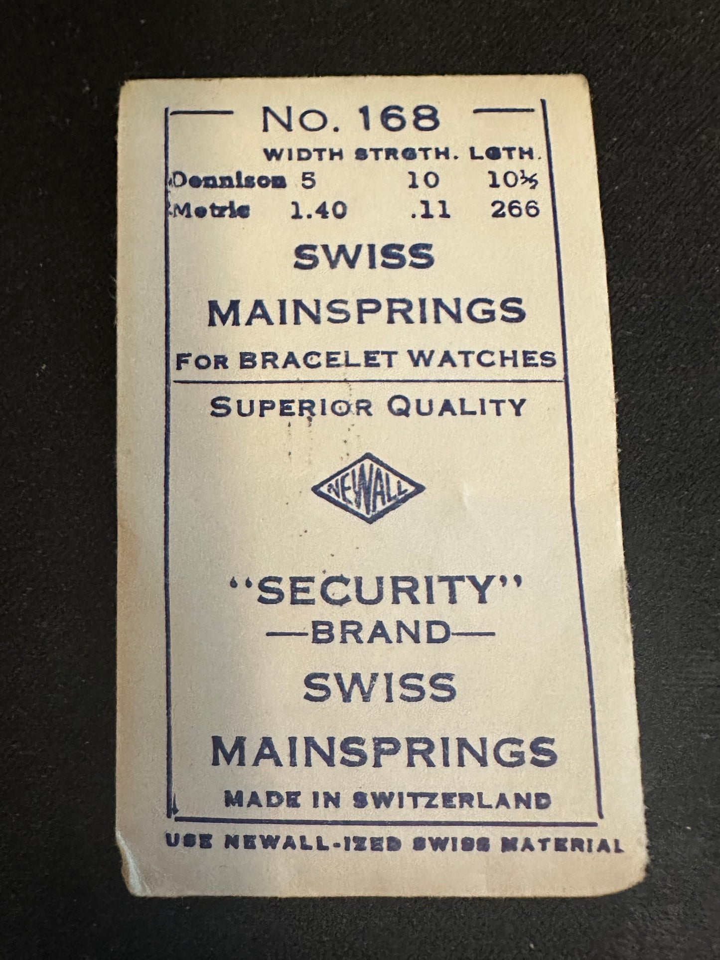 Newall Security Mainspring #168 for Gruen caliber 315, 344, 345, 347, 885, 3157 - Steel