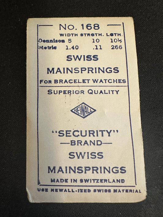 Newall Security Mainspring #168 for Gruen caliber 315, 344, 345, 347, 885, 3157 - Steel