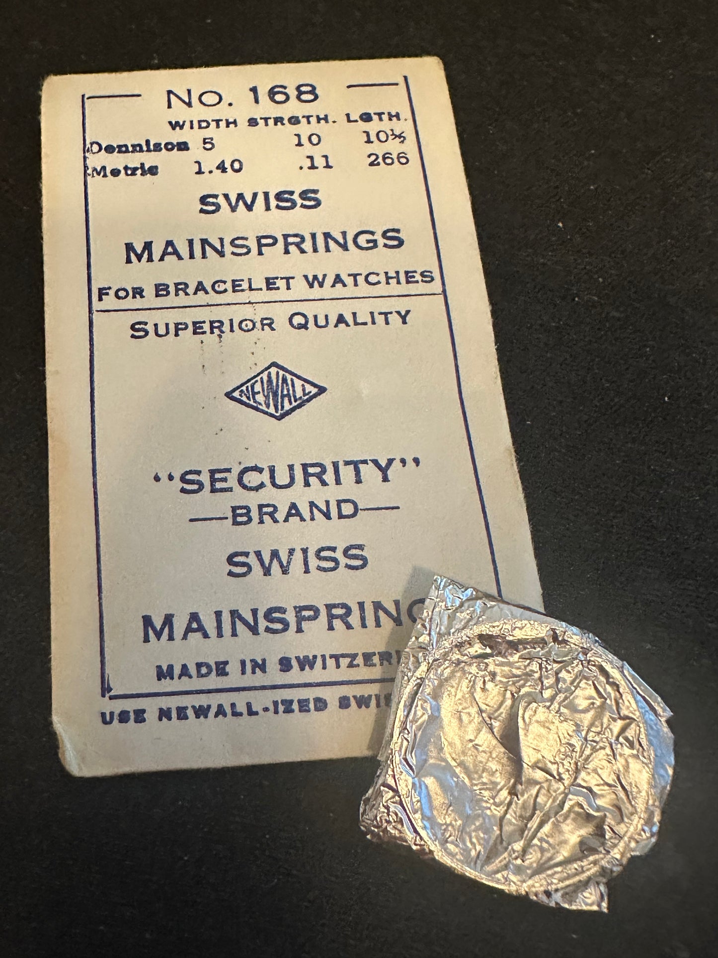 Newall Security Mainspring #168 for Gruen caliber 315, 344, 345, 347, 885, 3157 - Steel