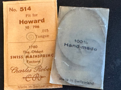 CR Mainspring #514 for Howard 10s Factory No. 796 - Steel