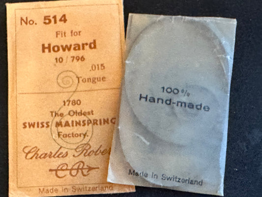CR Mainspring #514 for Howard 10s Factory No. 796 - Steel