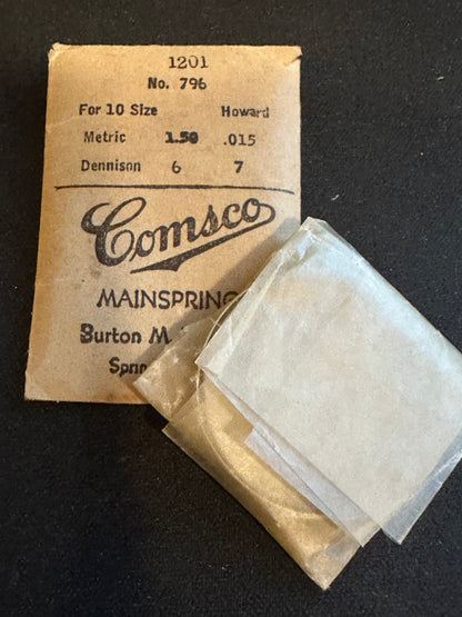 Comsco Mainspring #1201 for Howard 10s Factory No. 796 - Steel