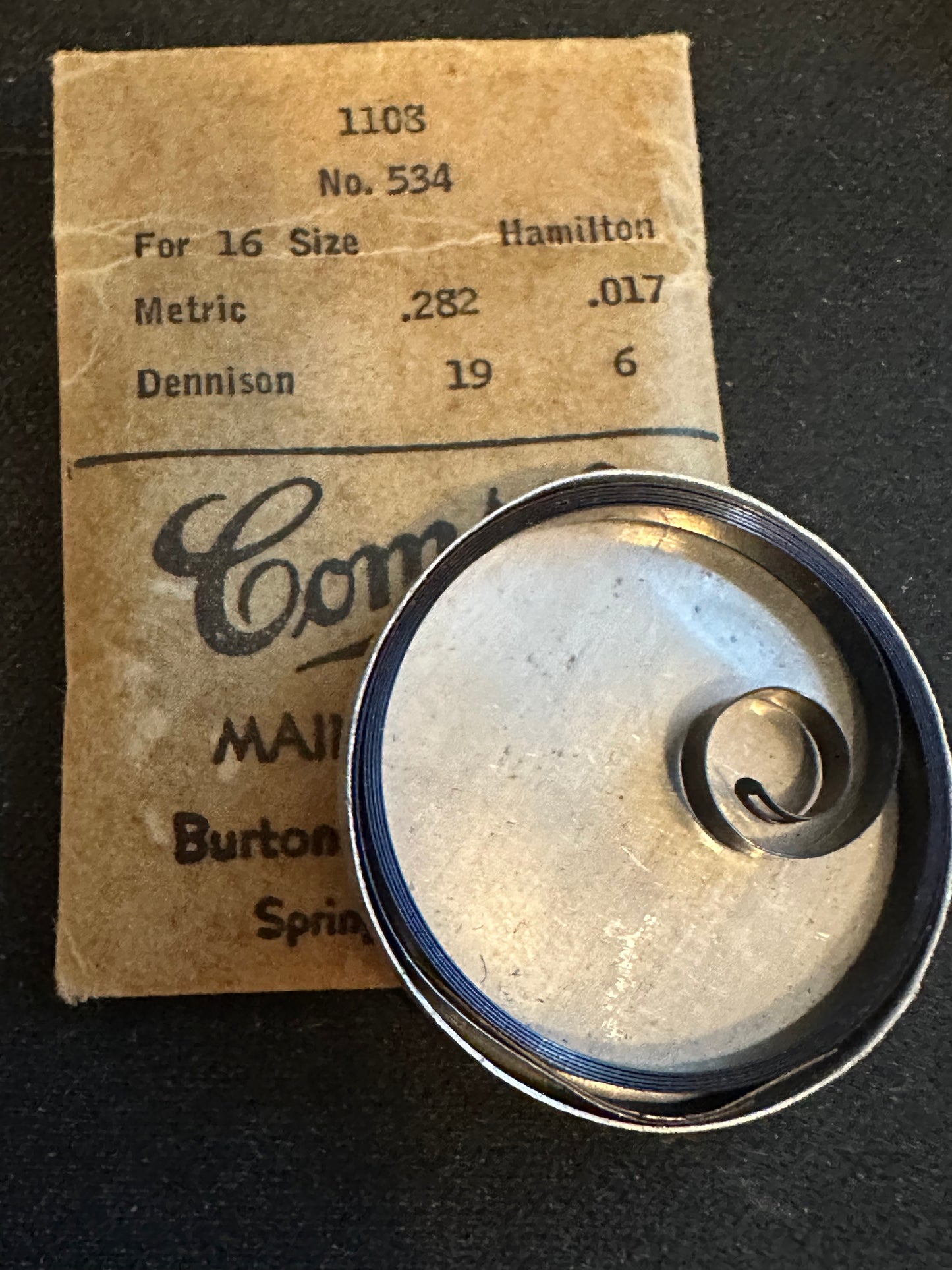 Comsco Mainspring #1108 for Hamilton 16s Factory No. 534 - Steel