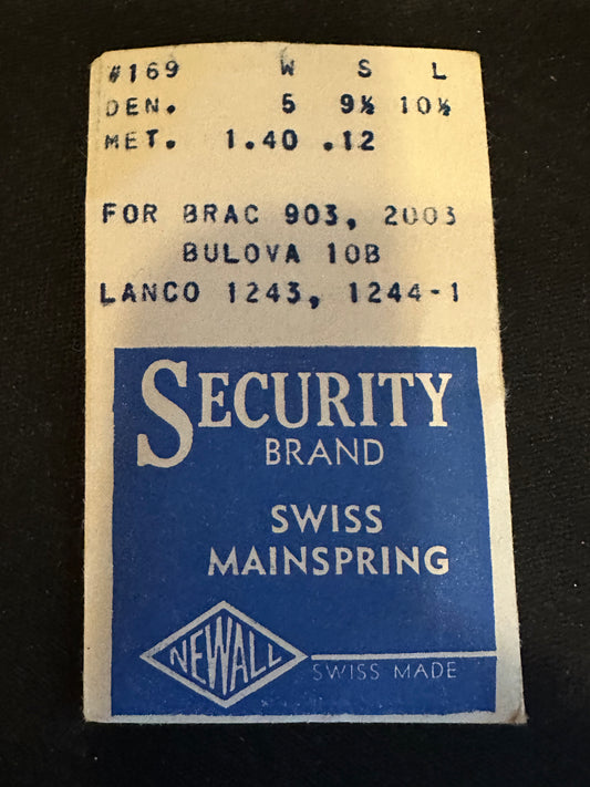 Newall Security Mainspring #169 for Lanco 1243, 1244-1, Bulova 10B, Brac 903, 2003 - Steel