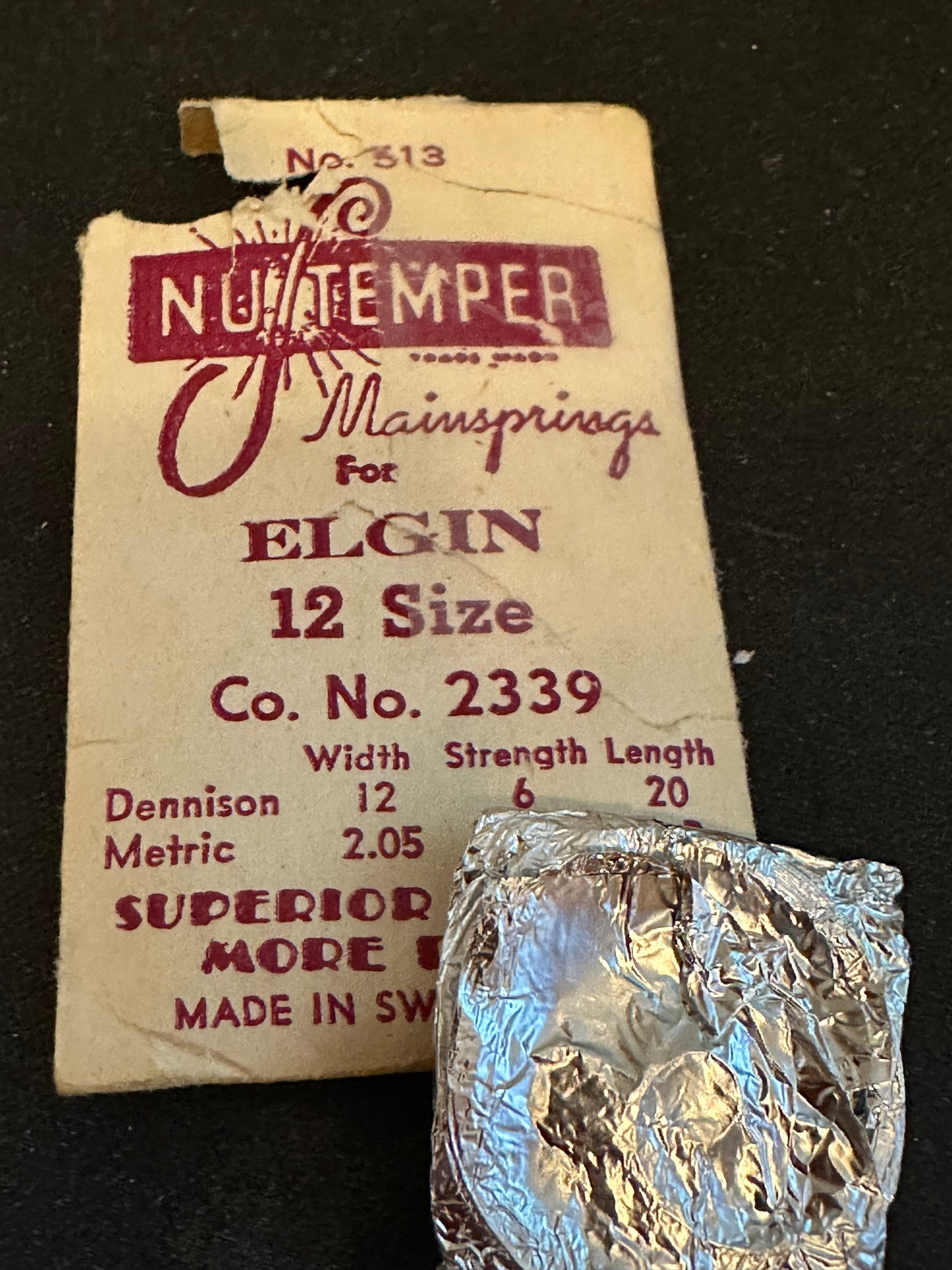 NuTemper Mainspring #513 for Elgin 12s No. 2339 - Steel