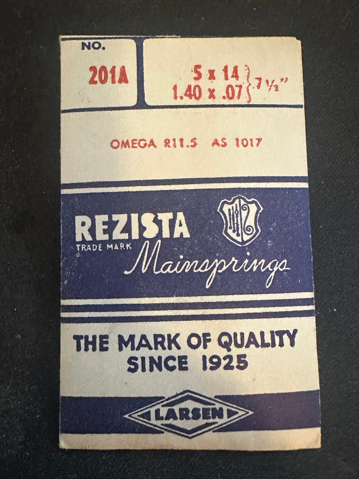 Rezista Mainspring 201A for AS 1017, Omega R11.5 (211, 212, 213) - Steel