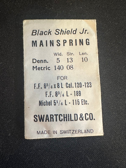 Swartchild Black Shield Jr Mainspring for Font 120 - 123, 189, A. Michel 115 - Steel