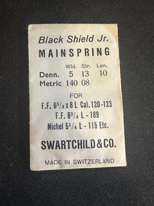 Swartchild Black Shield Jr Mainspring for Font 120 - 123, 189, A. Michel 115 - Steel