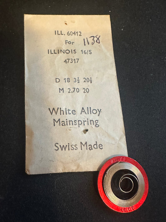 Alloy Mainspring 60412 for 16s Illinois No. 47317