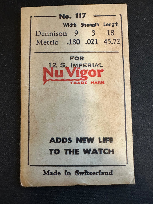 NuVigor Mainspring #117 for 12s Buren Imperial Pocket Watch - Steel