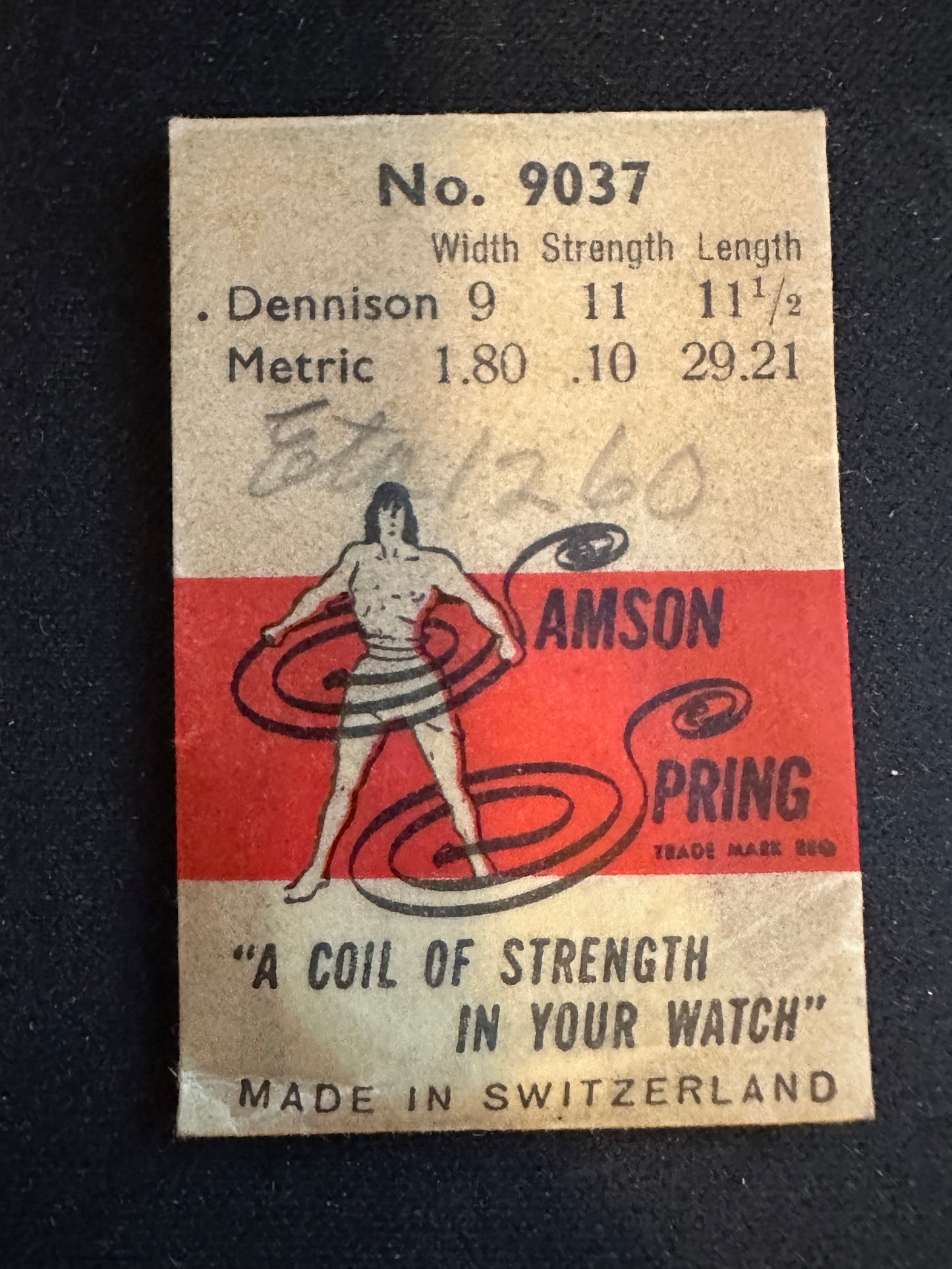 Samson Mainspring No. 9037 for Bettlach 1268, Lavina 56, AS 911, 1300 - Steel