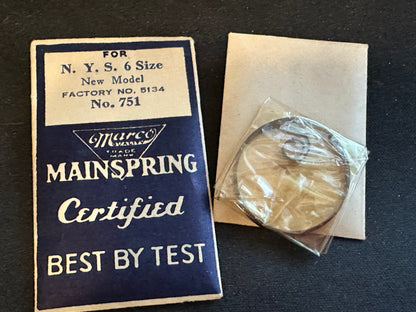 Marco Mainspring #751 for NY Standard 6s New Model No. 5134 - Steel