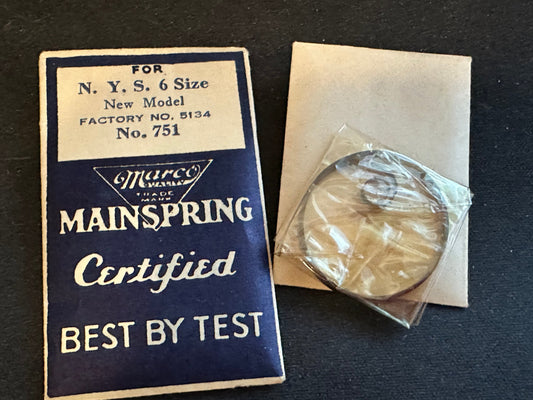 Marco Mainspring #751 for NY Standard 6s New Model No. 5134 - Steel