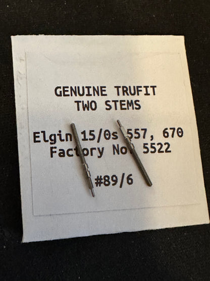 Lot of 2 TRUFIT Stem / Winding Arbors for 15/0s Elgin No. 5522