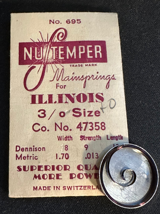 NuTemper Mainspring #695 for Illinois 3/0s No. 47358 - Steel