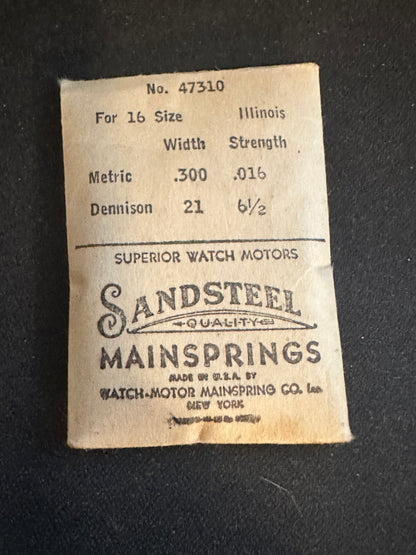 Sandsteel Mainspring for Illinois 16s 60hr RR No. 47310 - Steel