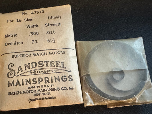 Sandsteel Mainspring for Illinois 16s 60hr RR No. 47310 - Steel