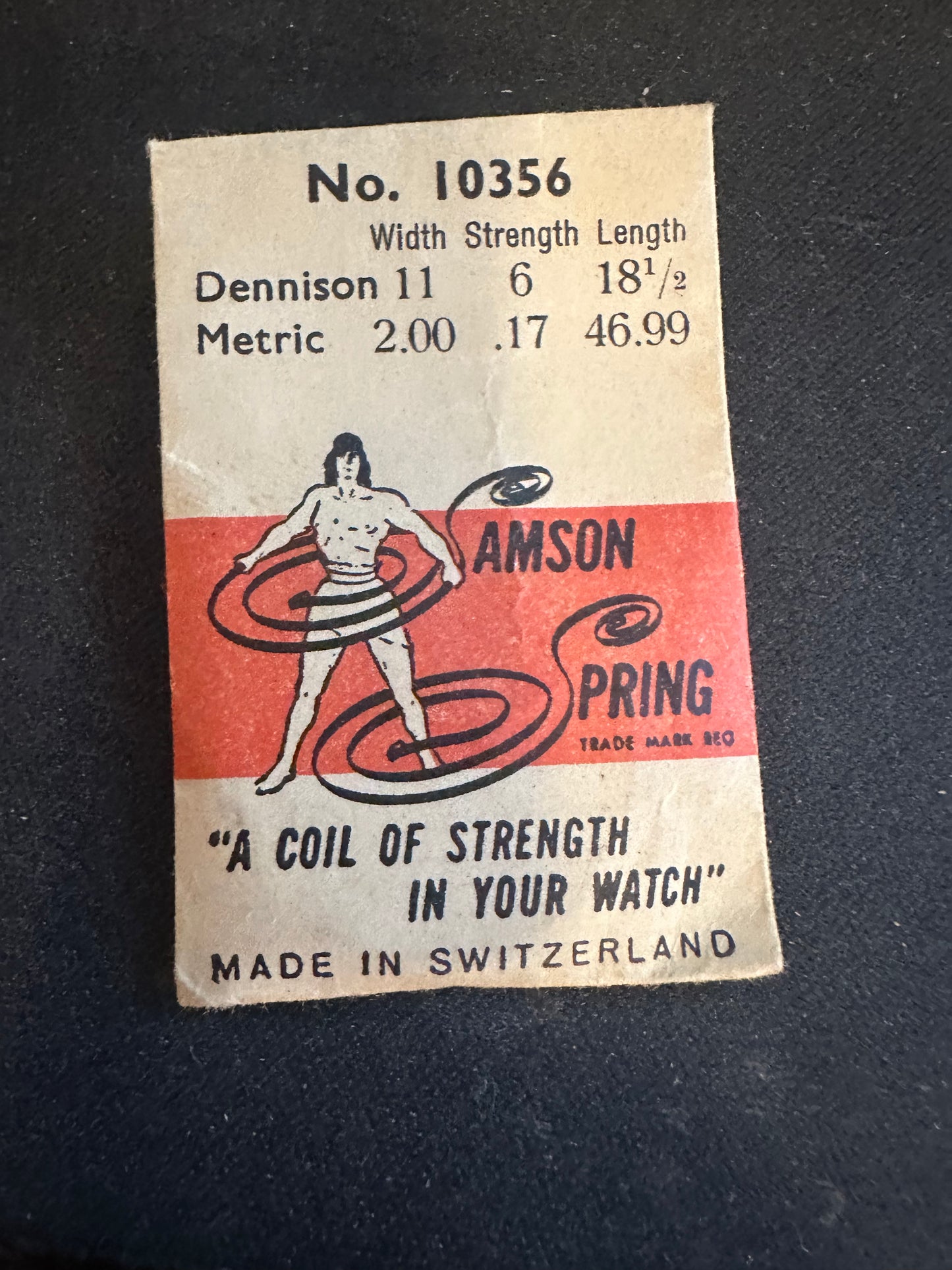 Samson Mainspring No. 10356 for Record 25, 26, Unitas 111 - Steel