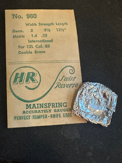 HR Mainspring No. 960 for International 12L caliber 83 movements - Steel