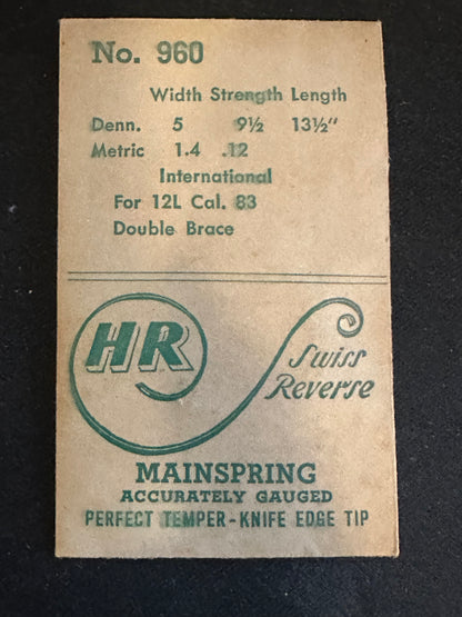 HR Mainspring No. 960 for International 12L caliber 83 movements - Steel