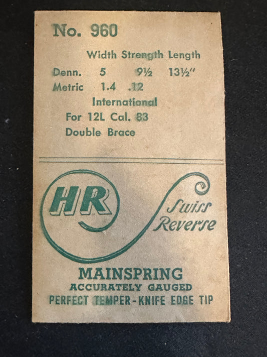 HR Mainspring No. 960 for International 12L caliber 83 movements - Steel