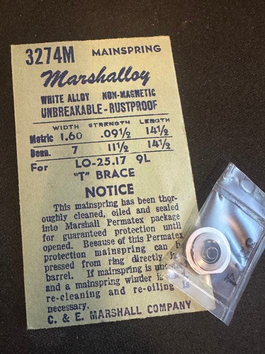 Marco Marshalloy Mainspring 3274M for Longines Caliber 25.17 (9L) - Alloy