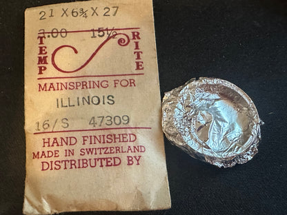 Temp-Rite Mainspring for Illinois 16s 60hr No. 47309 - Steel