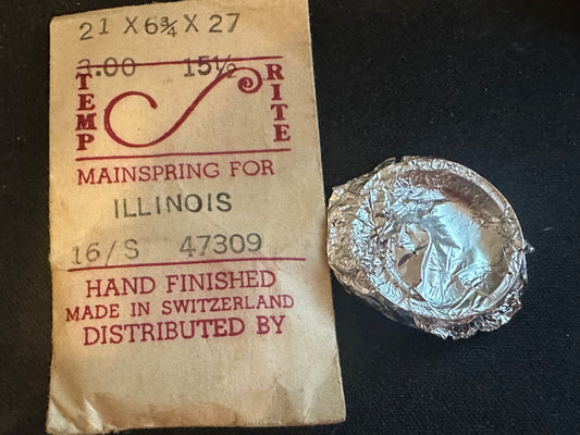 Temp-Rite Mainspring for Illinois 16s 60hr No. 47309 - Steel