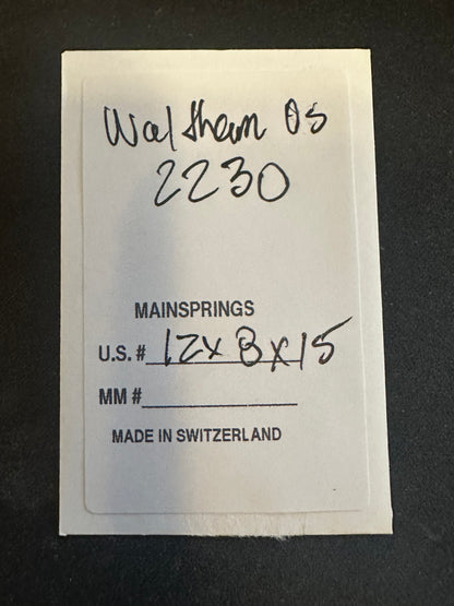 Alloy Mainspring for 0s Waltham No. 2230