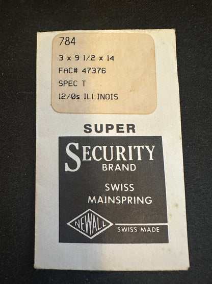 Newall SUPER Security Mainspring #784 for Illinois 12/0s No. 47376 - Alloy