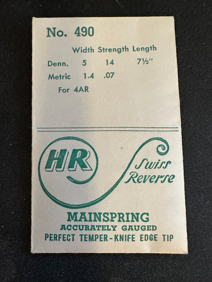 HR Mainspring No. 490 for Bulova caliber 4AR - Steel