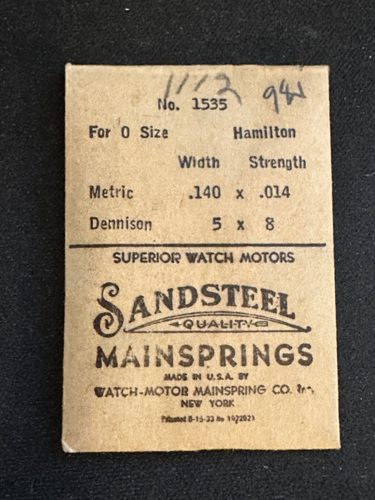 Sandsteel Mainspring for Hamilton 0s Factory No. 1535 - Steel