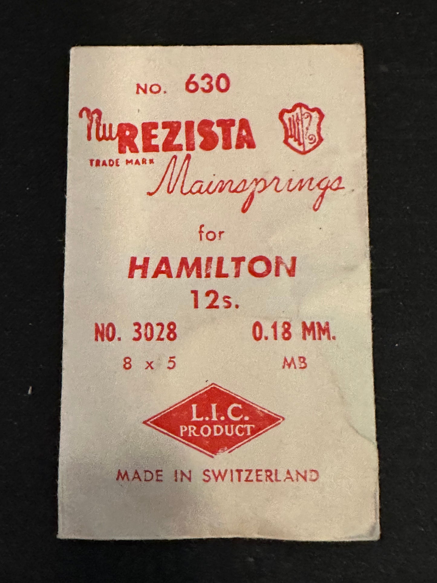 NuRezista Mainspring #630 for 12s Hamilton 17-19j No. 1228 - Steel