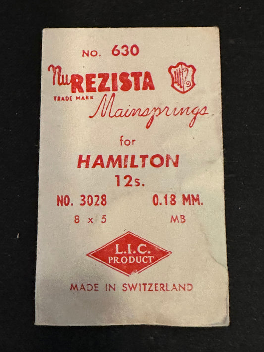 NuRezista Mainspring #630 for 12s Hamilton 17-19j No. 1228 - Steel
