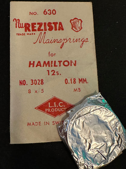 NuRezista Mainspring #630 for 12s Hamilton 17-19j No. 1228 - Steel