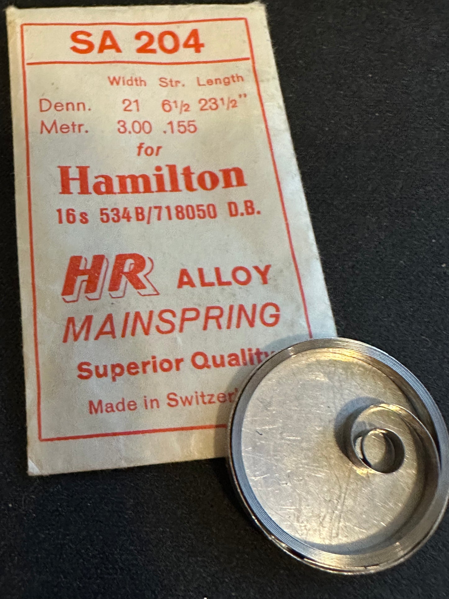 HR Mainspring SA204 for 16s Hamilton No. 534B / 718050 - Alloy