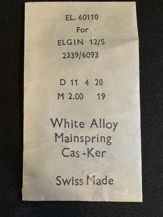 Alloy Mainspring 60110 for 12s Elgin Factory No. 2339 / 6093