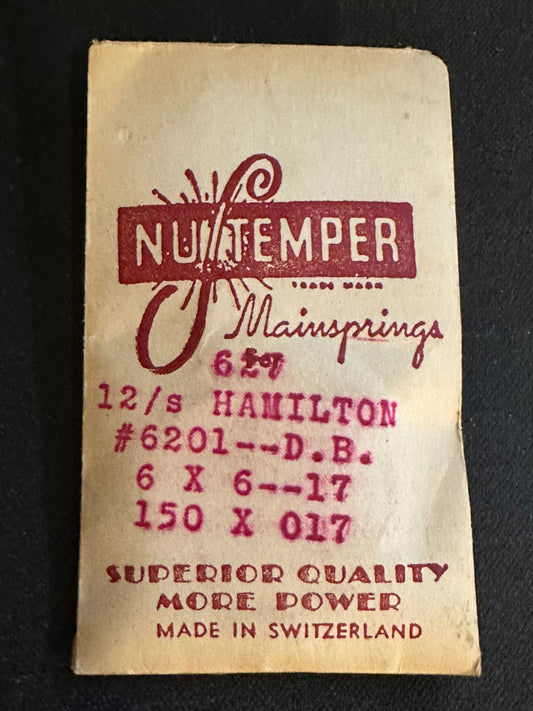 NuTemper Mainspring #627 for Hamilton 12s No. 6021 - Steel